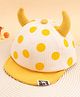 KIDLINGSS Polka Dots Printed Horns Applique Detailed Cap - Yellow - Circumference 47-50 Cms