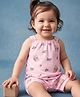 Babyhug 100% Cotton Knit Sleeveless Floral & Bear Printed Romper - Pink