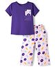 Pine Kids Cotton Knit Half Sleeves T-Shirt & Capri Night-Suit With Floral Print - Violet