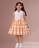 Lil Drama Cotton Knit Sleeveless Textured Top With Layered Skirt Set - Orange