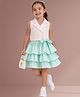 Lil Drama Cotton Knit Sleeveless Textured Top With Layered Skirt Set - Sea Green