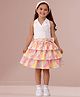 Lil Drama Cotton Knit Sleeveless Textured Top With Layered Skirt Set - Multi Colour