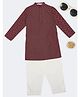 Indus Route by Pantaloons Cotton Woven Full Sleeves Geometric Printed Kurta & Pyjama Set - Maroon