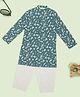 Indus Route by Pantaloons Cotton Woven Full Sleeves Abstract Printed Kurta & Pyjama Set - Turquoise
