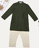 Indus Route by Pantaloons Woven Full Sleeves Pintuck Designed Kurta & Pyjama Set - Green