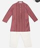Indus Route by Pantaloons Woven Full Sleeves Pintuck Designed Kurta & Pyjama Set - Light Red