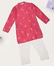 Indus Route by Pantaloons Woven Full Sleeves Floral Foil Printed Kurta & Pyjama Set - Pink