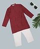 Indus Route by Pantaloons Woven Full Sleeves Textured Kurta & Pyjama Set - Red