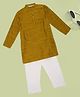 Indus Route by Pantaloons Woven Full Sleeves Geometric Embroidered Kurta & Pyjama Set - Mustard