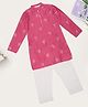 Indus Route by Pantaloons Woven Full Sleeves Floral Foil Printed Kurta & Pyjama Set - Pink