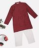 Indus Route by Pantaloons Woven Full Sleeves Textured Kurta & Pyjama Set - Red