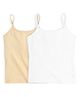 Plan B Cotton Knit Pack Of 2 Sleeveless Solid Padded Camisoles - White & Skin