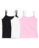 Plan B Cotton Knit Pack Of 3 Sleeveless Solid Padded Camisoles - Baby Pink White & Black