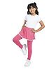 Plan B Cotton Knit Half Sleeves Solid Tee & Skegging Set - White & Bubblegum Pink
