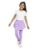 Plan B Cotton Knit Half Sleeves Solid Tee & Skegging Set - White & Bubblegum Pink