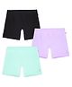 Plan B Cotton Knit Pack Of 3 Solid Boy Shorts - Black, Light Blue & Lavender