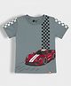 Orange Sugar 100% Cotton Knit Half Sleeves Race Car Printed Tee - Grey
