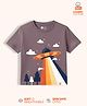 Orange Sugar 100% Cotton Knit Half Sleeves Ufo Printed Tee - Brown