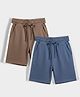 Orange Sugar 100% Cotton Knit Pack Of 2 Side Taped Shorts - Indigo Blue & Brown