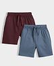 Orange Sugar 100% Cotton Knit Pack Of 2 Solid Shorts - Wine & Air Force Blue