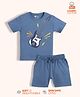 Orange Sugar Cotton Knit Half Sleeves Guitar Printed Tee & Shorts Set - Blue