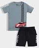 Orange Sugar 100% Cotton Knit Half Sleeves Race Theme & Car Printed Tee & Shorts Set - Grey & Black