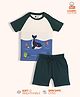 Orange Sugar 100% Cotton Knit Half Sleeves Ocean & Whale Printed Tee & Shorts Set - White & Green
