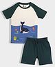 Orange Sugar 100% Cotton Knit Half Sleeves Ocean & Whale Printed Tee & Shorts Set - White & Green
