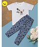 RAINE AND JAINE Cotton Knit Half Sleeves Lets Go To The Party Text Printed Tee & Pajama  Night Suit - White & Blue