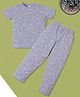 RAINE AND JAINE Cotton Knit Half Sleeves Leopard Printed Coordinating Tee & Pajama Night Suit - Blue
