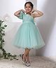 Toy Balloon Kids Satin Woven Sleeveless Stone Embellished Floral Applique Detailed Dress - Sea Green