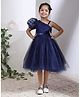 Toy Balloon Kids Satin Woven Sleeveless Stone Embellished Floral Applique Detailed Dress - Navy Blue