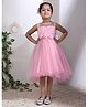 Toy Balloon Kids Satin Woven Sleeveless Floral Applique Detailed Dress - Baby Pink