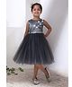 Toy Balloon Kids Satin Woven Sleeveless Floral Applique Detailed Dress - Grey