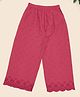 Akkriti by Pantaloons Cotton Flax Woven Floral Embroidered Pants - Pink