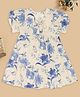 Akkriti by Pantaloons Cotton Flax Woven Half Sleeves Floral Printed Dress - Blue