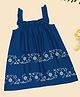 Akkriti by Pantaloons Cotton Flax Woven Sleeveless Floral Printed Dress - Navy Blue