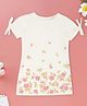 Akkriti by Pantaloons Cotton Flax Woven Half Sleeves Floral Embroidered Dress - Off White
