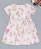 Akkriti by Pantaloons Cotton Flax Woven Half Sleeves Floral Printed Dress  - White