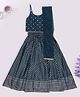 Akkriti by Pantaloons Woven Sleeveless Sequins Embellished Lehenga & Choli With Dupatta Set - Teal Blue