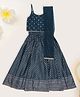 Akkriti by Pantaloons Woven Sleeveless Sequins Embellished Lehenga & Choli With Dupatta Set - Teal Blue