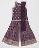 Akkriti by Pantaloons Woven Sleeveless Sequin Embellished Floral Embroidered Kurti Palazzo Set With Dupatta - Purple