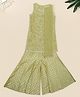 Akkriti by Pantaloons Woven Sleeveless Floral Embroidered Kurti Palazzo Set With Dupatta - Green