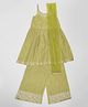 Akkriti by Pantaloons Woven Sleeveless Sequin Embellished Floral Embroidered Kurti Salwar Set With Dupatta -  Olive Green