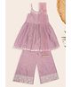 Akkriti by Pantaloons Woven Sleeveless Sequin Embellished Floral Embroidered Kurti Salwar Set With Dupatta - Lilac