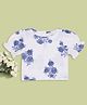 Akkriti by Pantaloons Cotton Flax Woven Half Puffed Sleeves Floral Printed Top - White