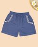 Akkriti by Pantaloons Cotton Side Pocket Detail Embroidered Shorts - Blue