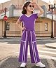 OLLINGTON ST. Sinker Knit Half Sleeves Top & Flared Culottes - Purple