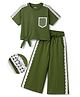 OLLINGTON ST. Sinker Knit Half Sleeves Top & Culottes Set With Lace Detailing - Olive Green