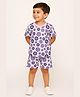Tiny Hugs Cotton Knit Half Sleeves Evil Eye Printed Tee & Shorts Set - Purple